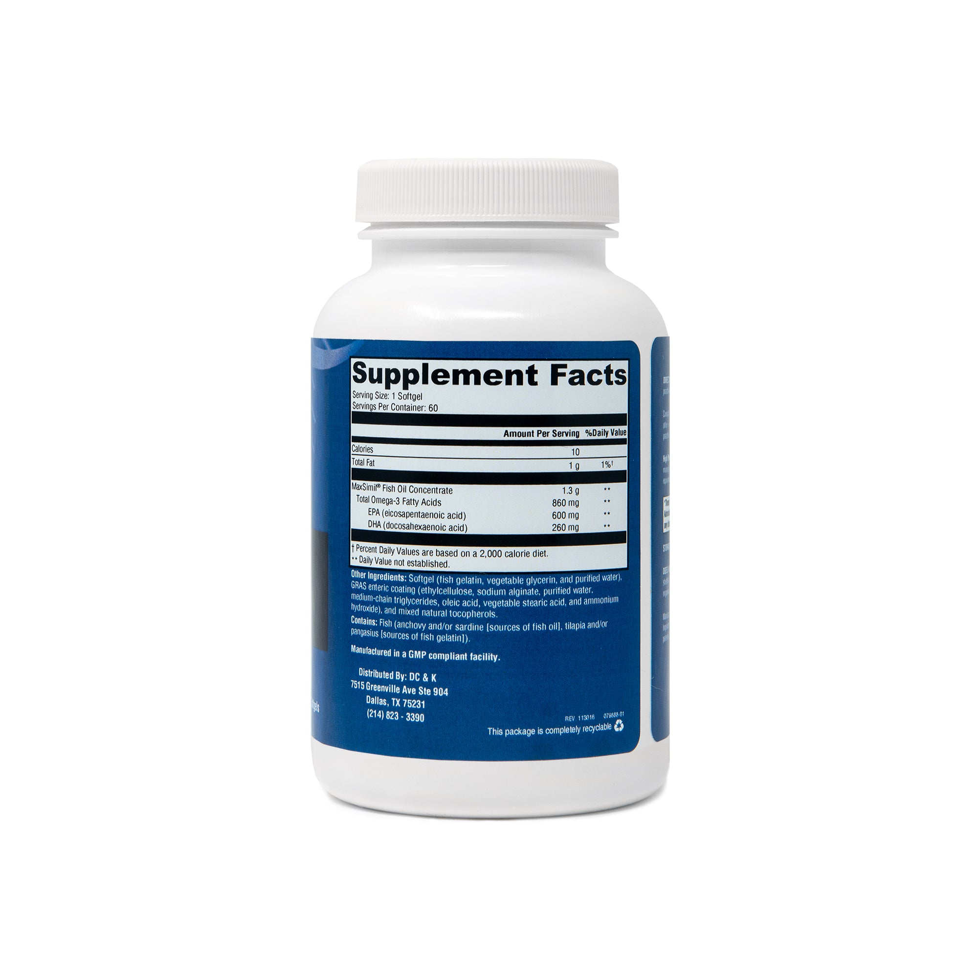 High Potency Omega-3 Fish Oil (60 fish gelatin softgels)